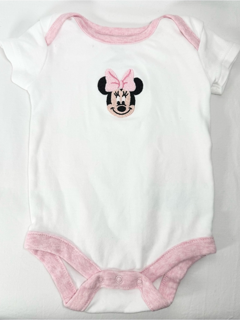 Disney Baby Minnie Mouse Newborn One Piece Bodysuit, Pink White